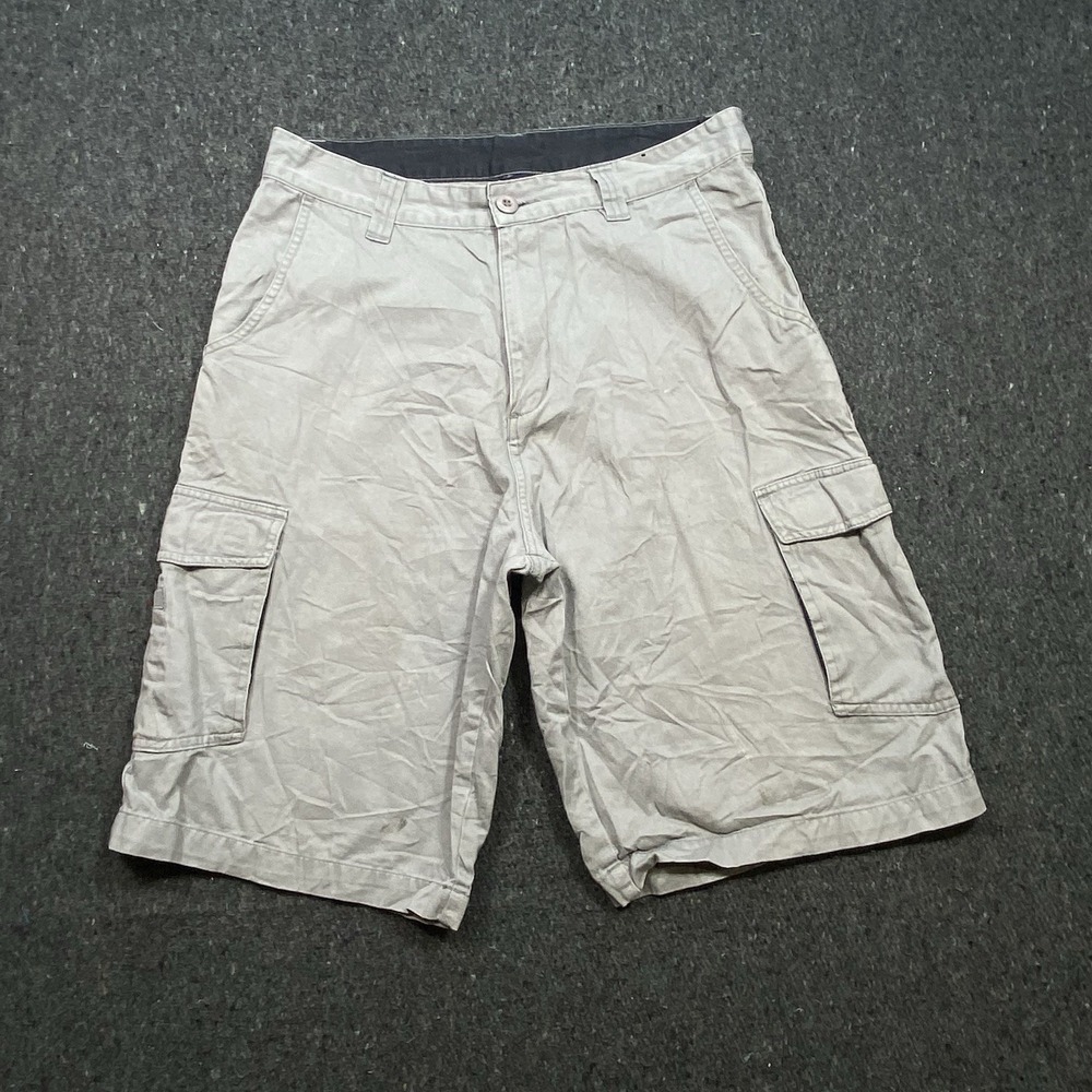Burnside Outdoors Casual Classic Gray Cargo Pocket Shorts Men's Sz 32 Distressed